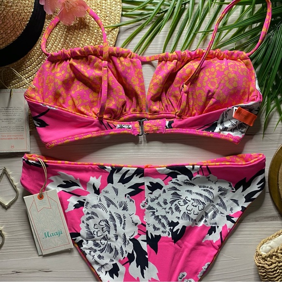 Maaji 🌺 Reversible Print Floral Bralette Bikini Top | Cheeky High Leg Bottoms - Picture 14 of 16